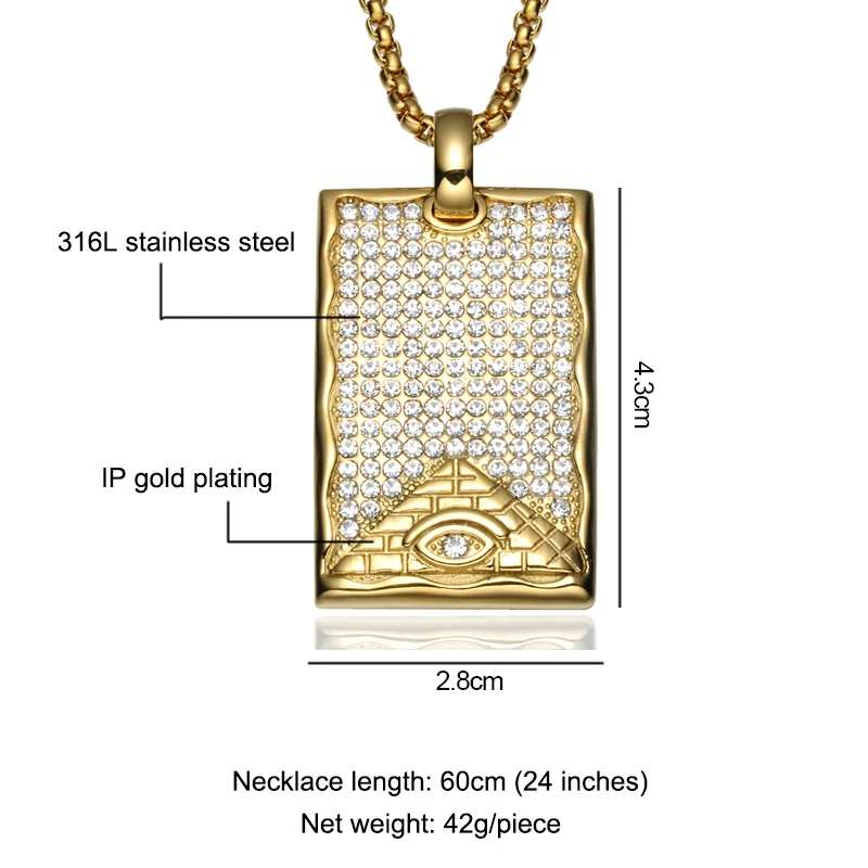 Хип-хоп шикарные ледяные AAA фианиты Кристалл Иллюминаты Пирамида Глаз ожерелья и