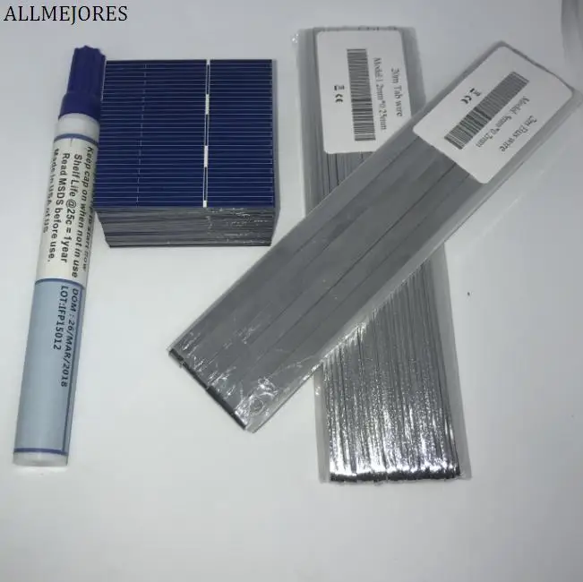 ALLMEJORES 40 шт. солнечных ячеек 52 мм x 0 43 достаточно провода и шины + флюс ручка для