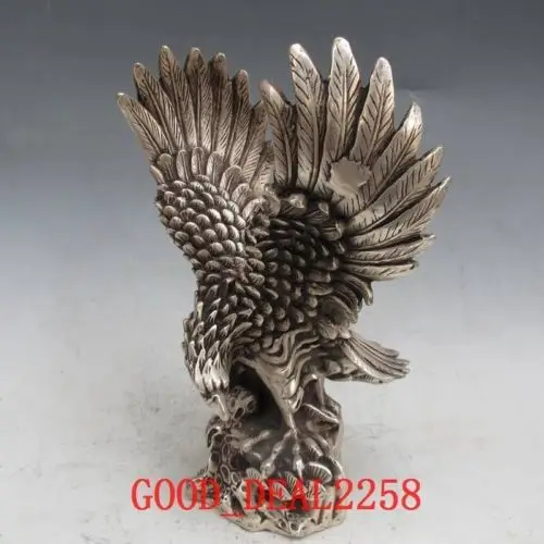 

Elaborate Old Tibetan Silver Handwork Eagles Statue with Qing Dynasty Mark