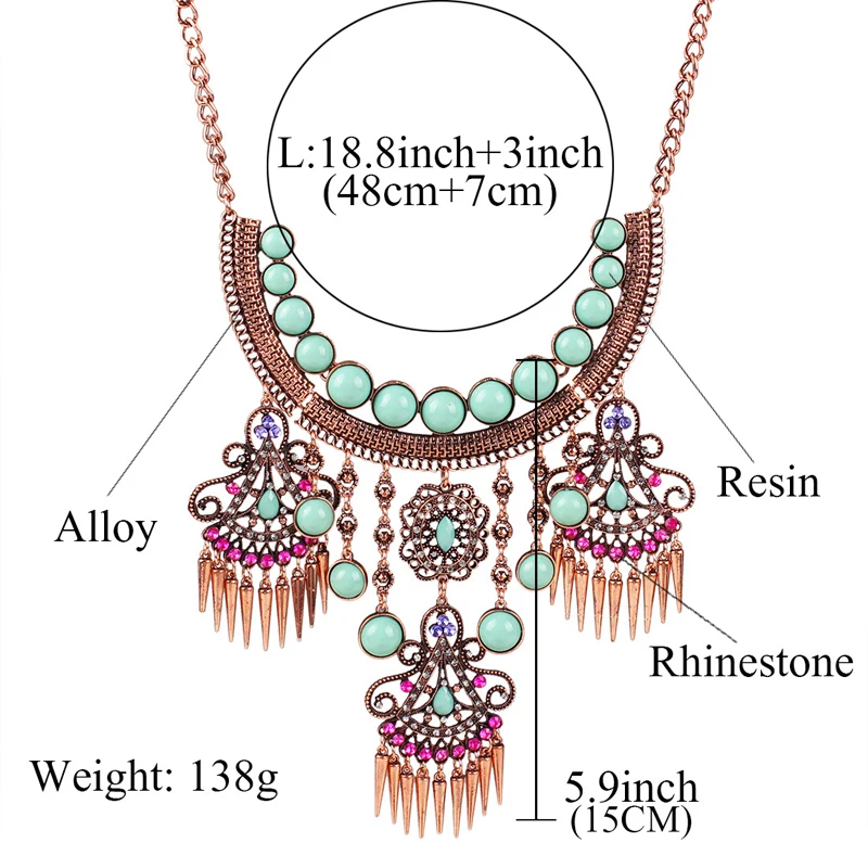 Мода ювелирных изделий макси ожерелье долго античная медь бирюзовый бусины