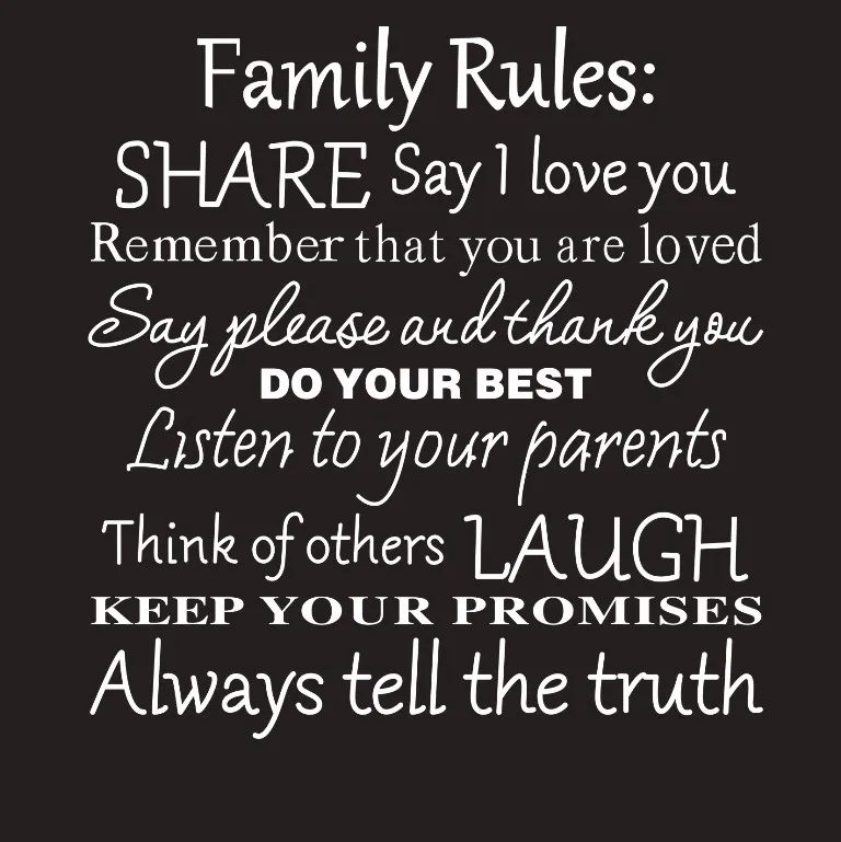Family Rules Wall stickers Home Decal Removable Mural Decor Vinyl DIY Stickers Living Room Wallpaper D-839 | Дом и сад