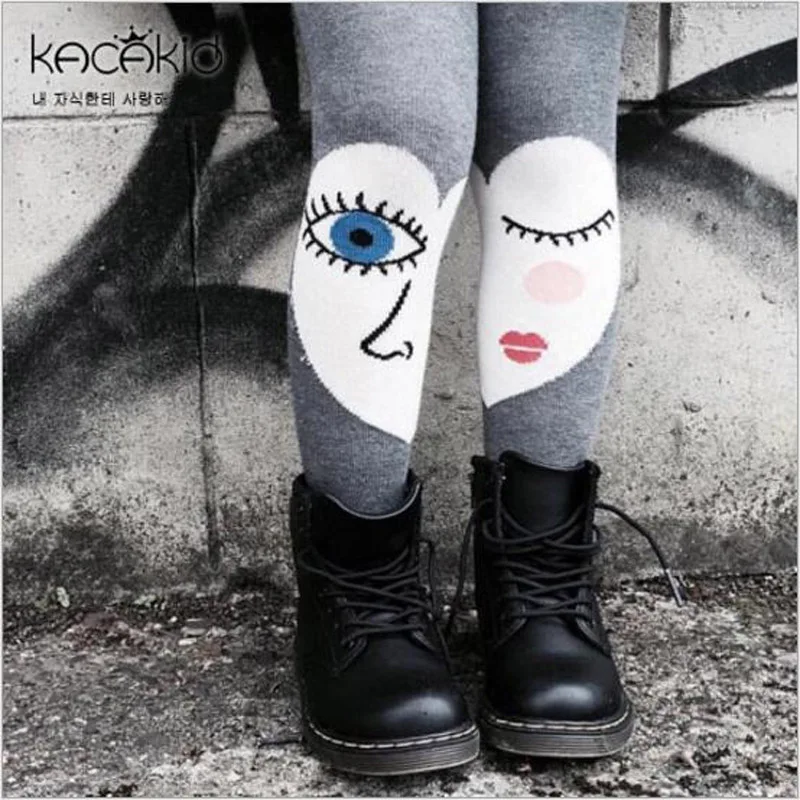 Осень-зима модные теплые хлопковые колготки для маленьких девочек с большими