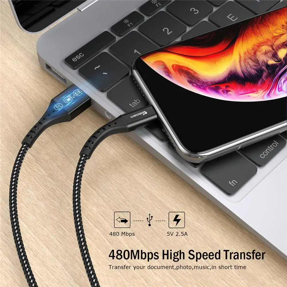 USB кабель для iPhone TIEGEM быстрой зарядки и передачи данных X Xs 8 7 6 6s 5 iPad Pro провод