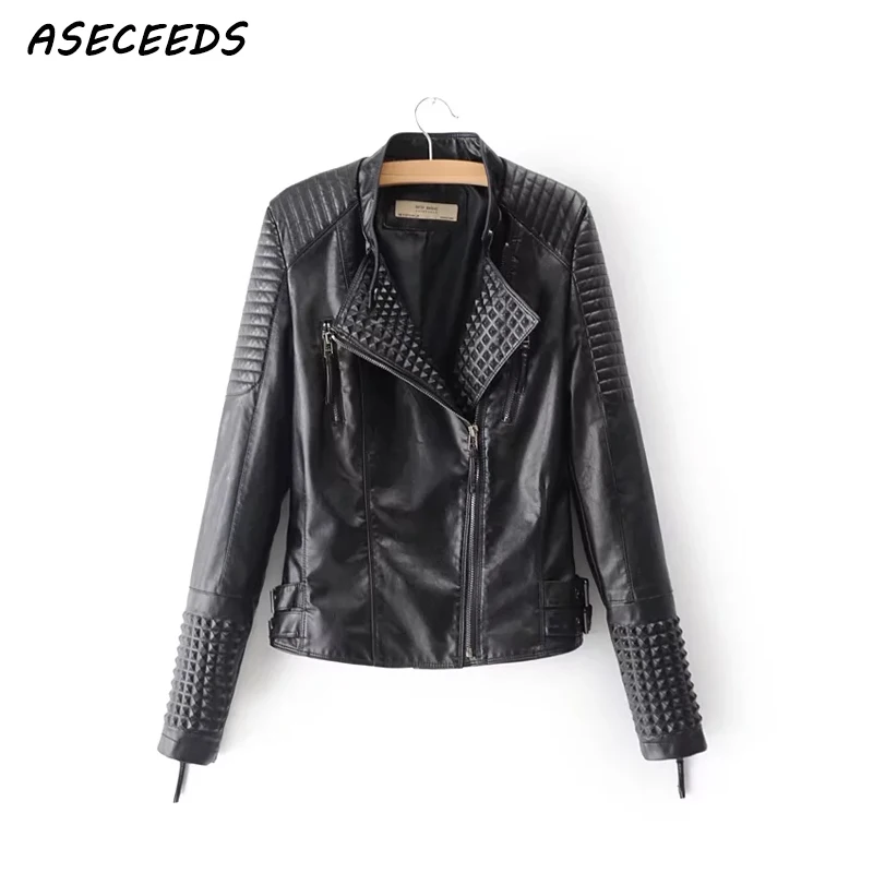 Новый молния искусственная кожа PU куртка женские весенние пальто с мехом уличная
