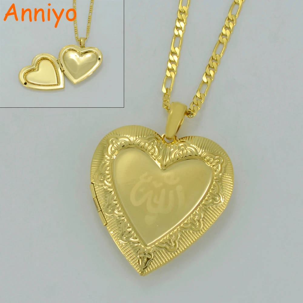 Anniyo/Сердце Аллах кулон ожерелья для женщин/для мужчин золото Цвет ювелирные