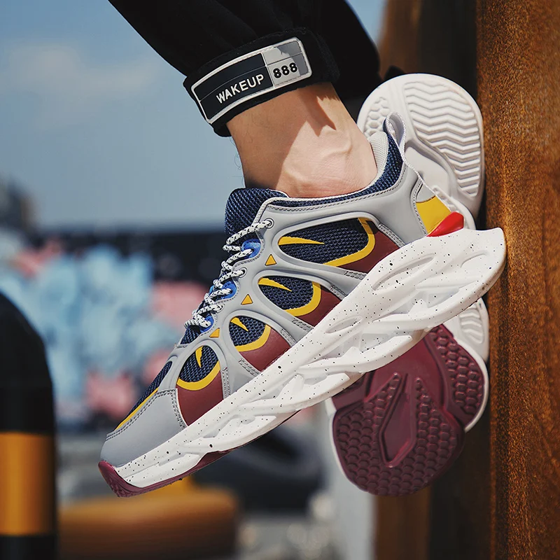 Модная мужская повседневная обувь для папы Новинка Лоскутные дышащие мужские