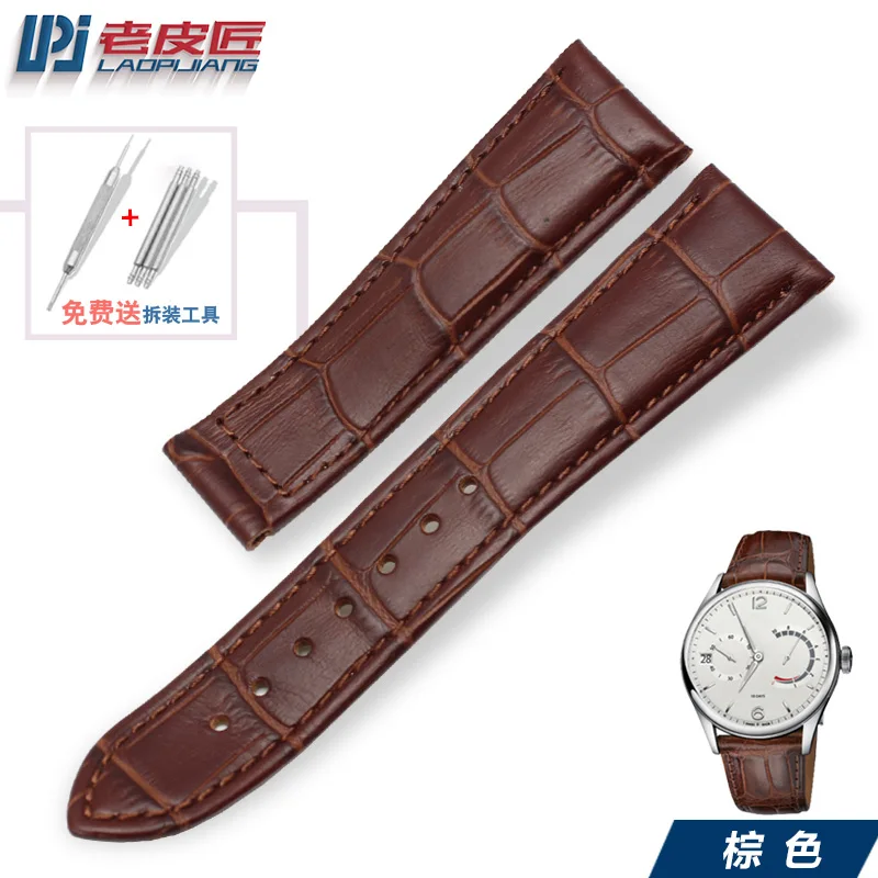 brown Роскошная натуральная кожа для oris 733 734 581 Часы 20 мм 21 мм ремешок для часов антиквариат ремешок для мужчин браслет на запястье без пряжки - Цвет ремешка: brown