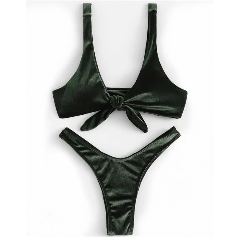 Женский бархатный купальник бикини сексуальный с узлом 2019| |