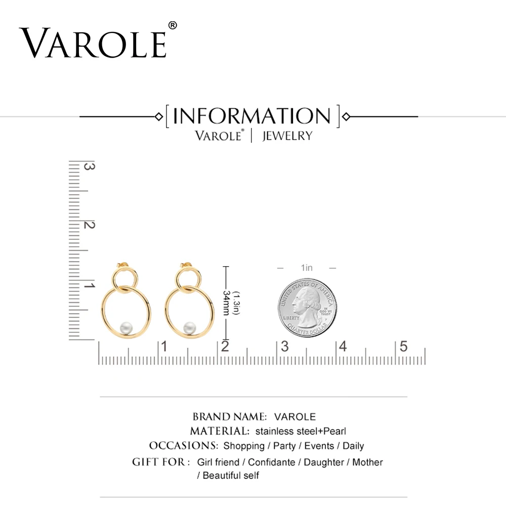 Varole простой золотистый Серебрянное большие круглые серьги для Женская мода
