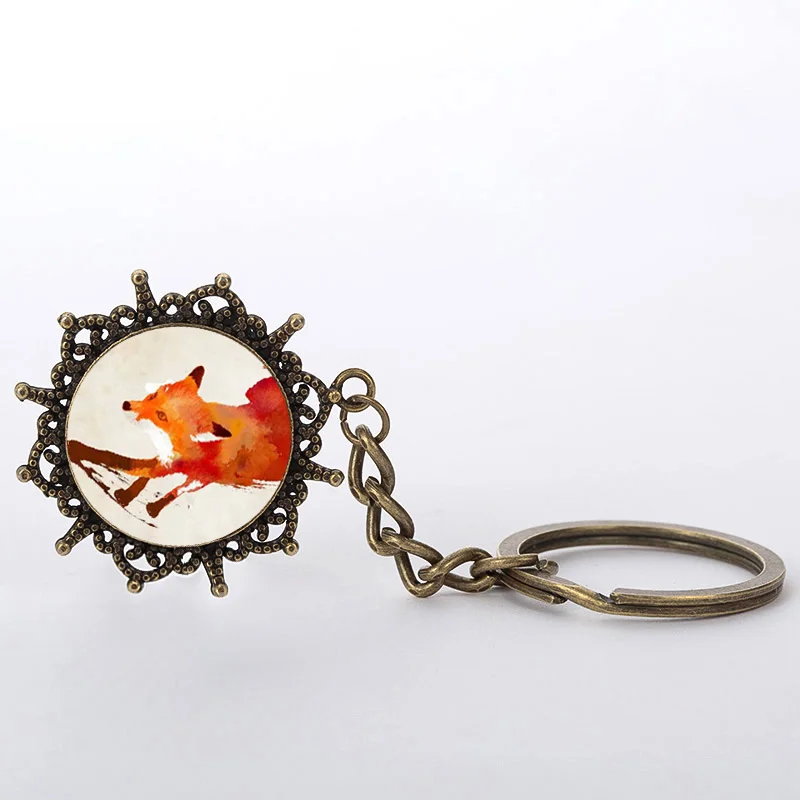 Брелок для ключей в форме цветка с рисунком Красной лисы|quality keychains|fox keychainsvintage