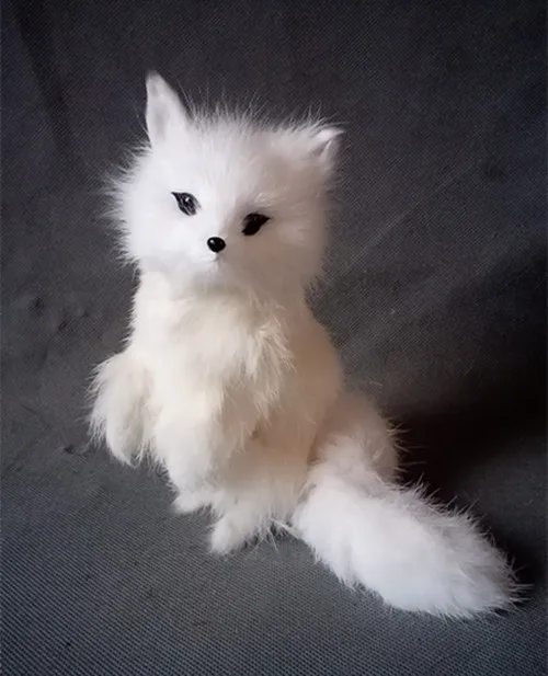 

Simulation standing white fox polyethylene&furs fox model funny gift about 15*13*13CM