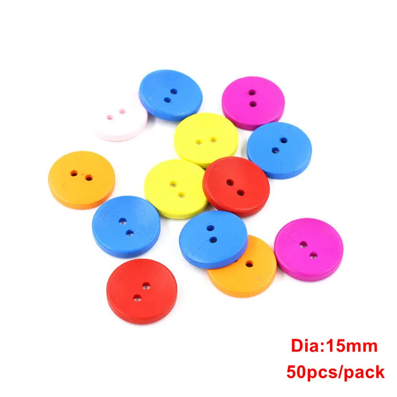 15mm 50pcs Большие размеры 30-50 шт./упак. скрапбукинг украшения для рукоделия аксессуары разноцветный деревянные пуговицы для одежды botones - Цвет: 15mm 50pcs