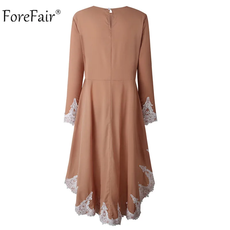 Forefair Женская кружевная блузка с длинным рукавом зима осень повседневные свободные элегантные Лоскутные Длинные топы размера плюс женские топы