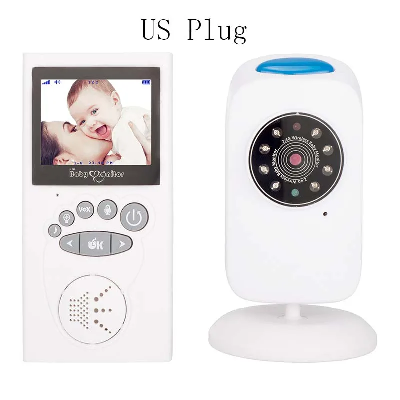 US Plug 9 Languages Беспроводная видеоняня 2,40 дюймов 2 способ разговора Ночное видео Детская безопасность температура Уход за ребенком ЖК-экран Камера - Цвет: US Plug 9 Languages
