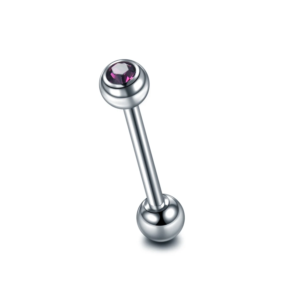 Purple Gem 1 шт. G23 титановая штанга для пирсинга языка кольца смешанные цвета серьги, Надеваемые На ушной хрящ штанги пирсинг для соска Shiled Bar пирсинг ювелирные изделия - Окраска металла: Purple Gem