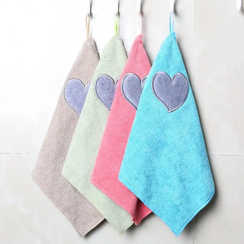Love Heart microfiber glass dish beatch Hand towel Quick Dry accessories cleaning kitchen Home bathroom washing hanging bath | Дом и сад