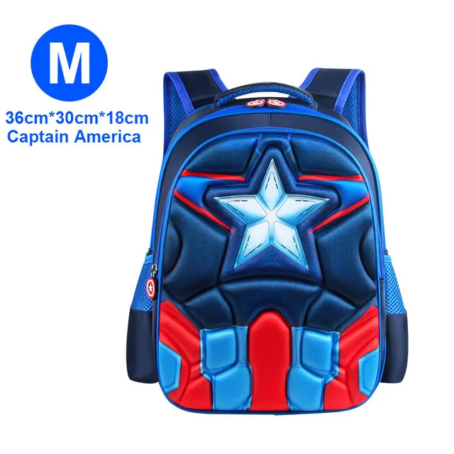 Blue M Captain Человек-паук Супермен Капитан Америка Дети 3D Аниме Портфель Дети Мальчики/Девочки Рюкзак Школьная Сумка; Человек-паук mochila - Цвет: Blue M Captain