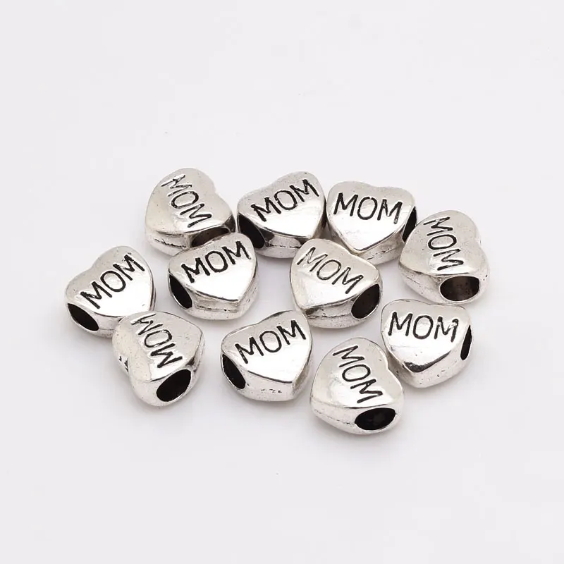 Античная цинковый сплав сердца письмо мамы Талисманы Бусины для Pandora DIY