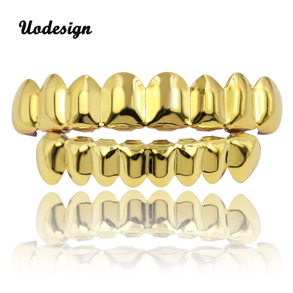 Golden Silver Plated 8 Top Bottom Vampire Teeth Protector Hip Hop Grills Cap For Halloween Christmas Party | Украшения и