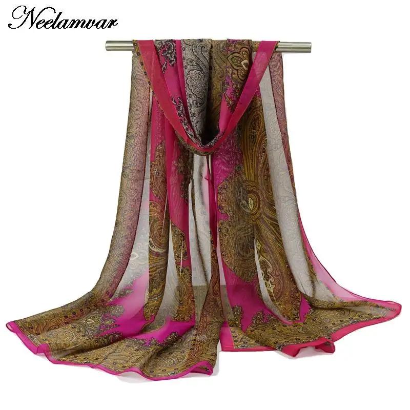 Шарфы женские из шифона и шелка с принтом фарфора 60*150 см |