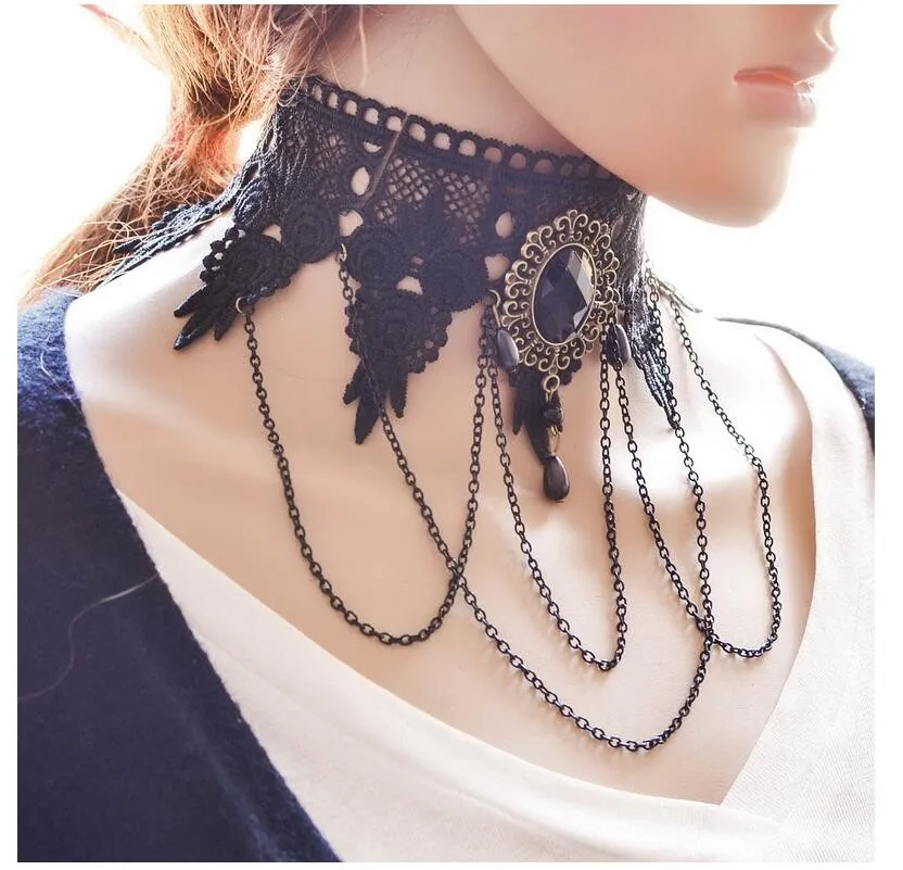 Кружевное ожерелье женское ювелирное изделие модное колье чокер в стиле панк с