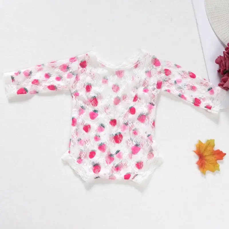 Новорожденных Подставки для фотографий детские цветочные кружева комбинезон с