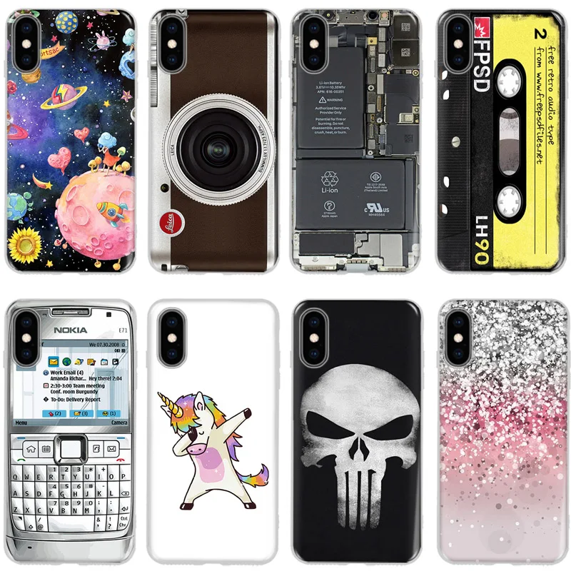 Painted Tapes Keyboard TPU Back Cover Coque Capa For Apple iPhone 5 5S Se 6 6S 7 8 Plus X XS XR Max Cases Retro Camera Cassette |