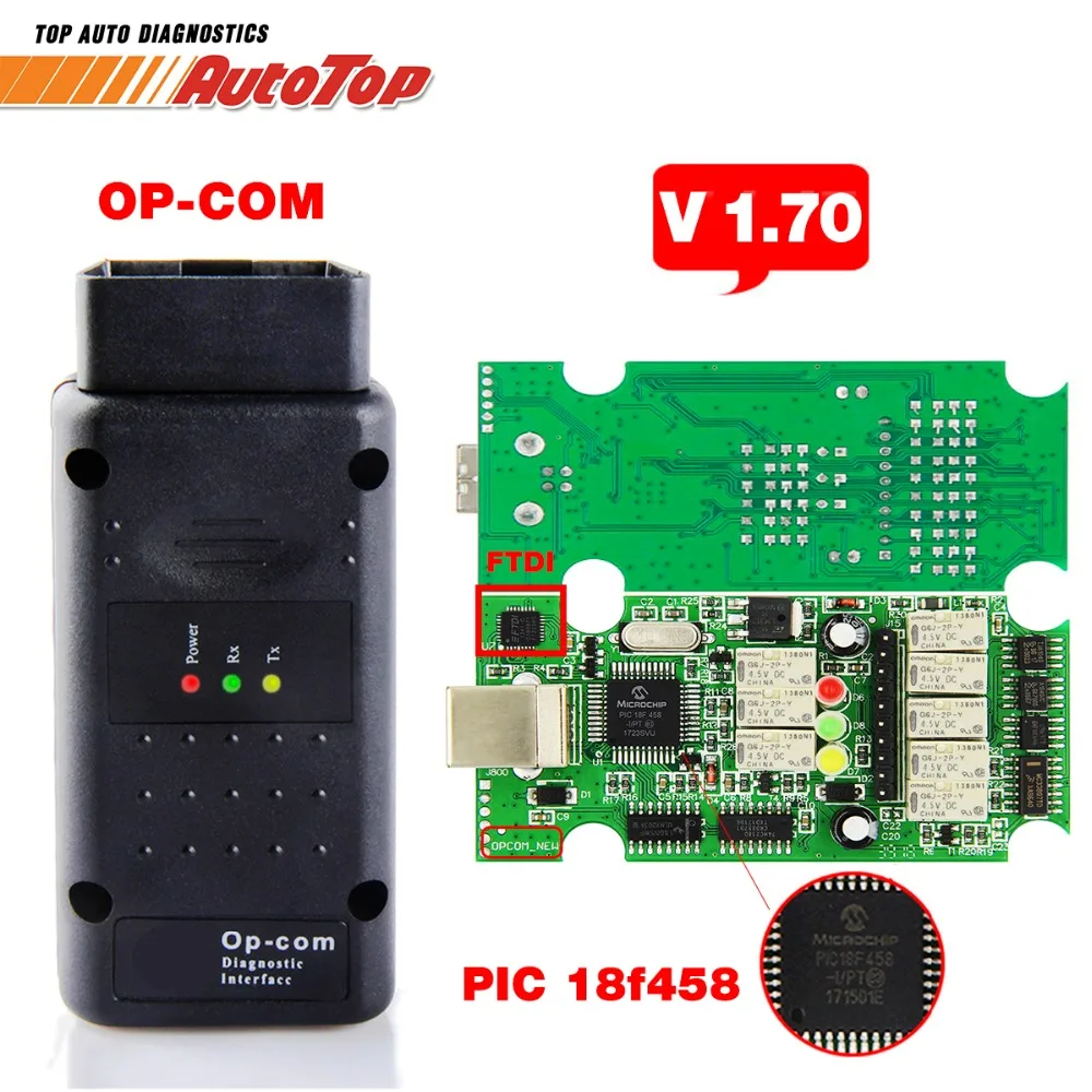 2019 OP COM V1.70 OBD2 OBD 2 Автосканер с PIC18F458 для Opel OPCOM автомобиля диагностический