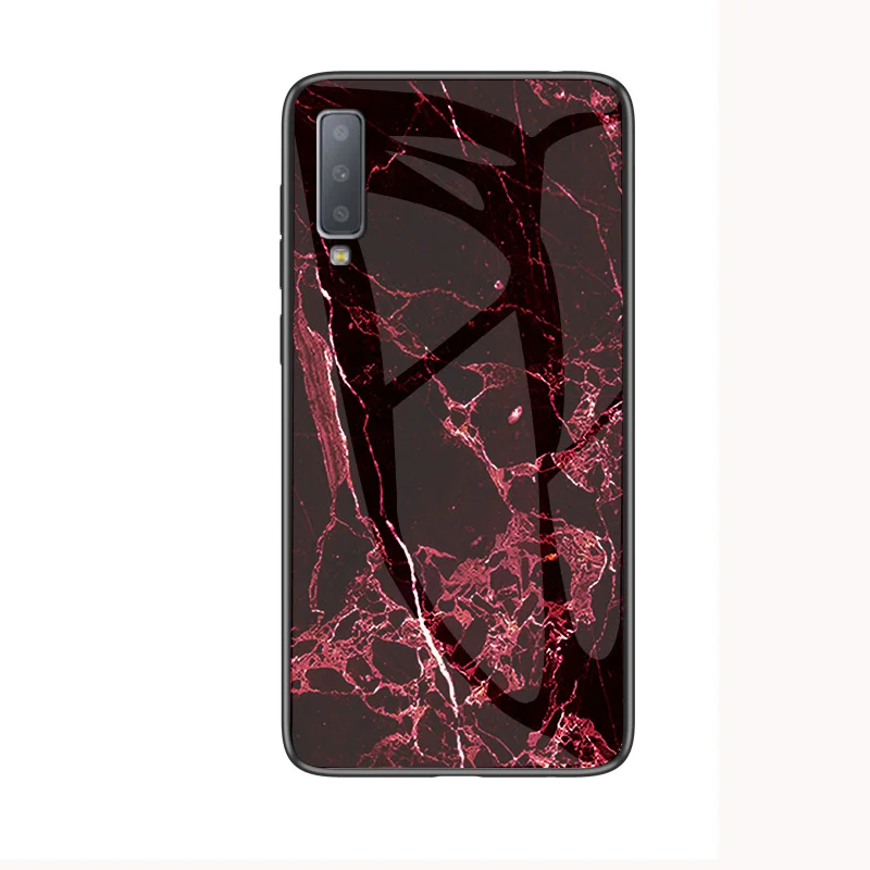 Для Samusng Galaxy S10E S10 S9 S8 J4 J6 Plus Note 9 8 M10 M20 мраморная защитная пленка из закаленного стекла класса люкс чехол для телефона для A7 A9 чехол Крышка - Цвет: Red marble