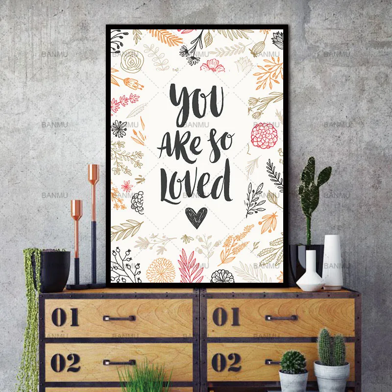 Настенные картины с надписью You are so Love в скандинавском стиле художественные для