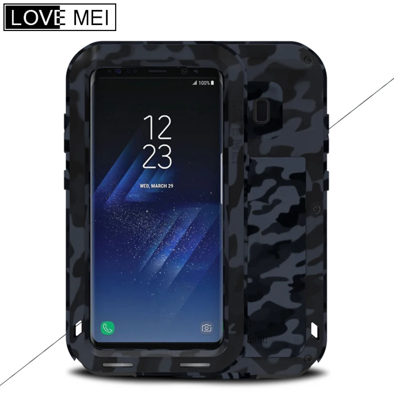 LOVE MEI Camo Metal Armor Case For Samsung Galaxy S8 Shockproof Waterproof for Plus Aluminum Military Heavy Duty Cover |