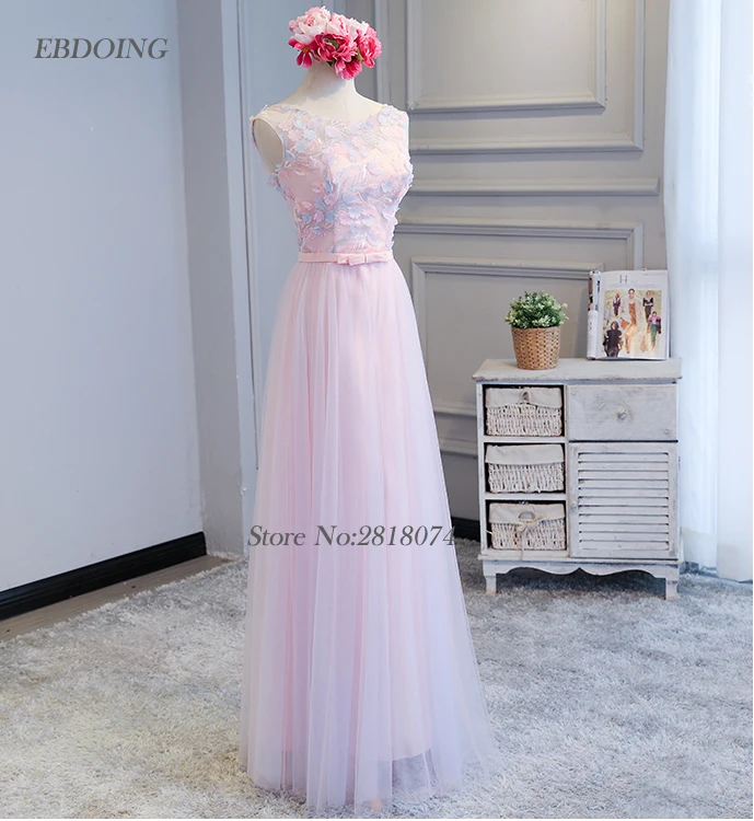

Charming Bridesmaid Dresses O-Neck Neckline A-line With Sashes Robe De Soiree Floor-length Wedding Party Dresses