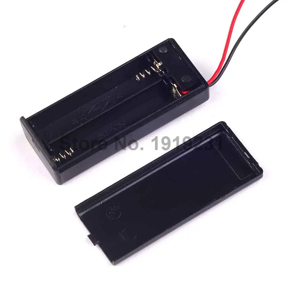

10PCS Small Plastic Battery Case Shell 2X 7A Battery Clip Storage Holder Box Case Black With Wire Lead With Cover