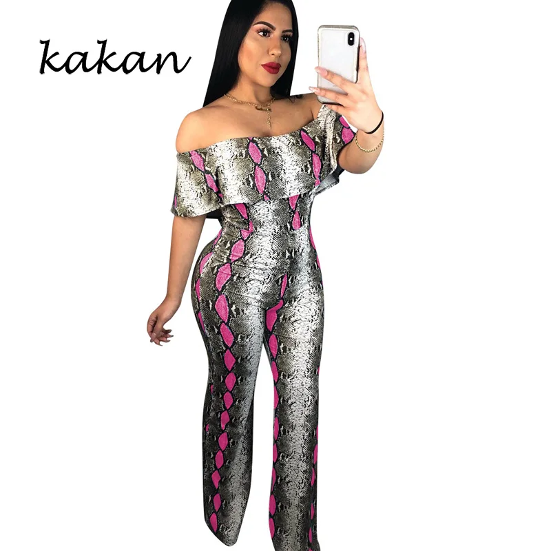 Kakan summer women's jumpsuit word collar ruffled tube top jumpsuit casual trousers