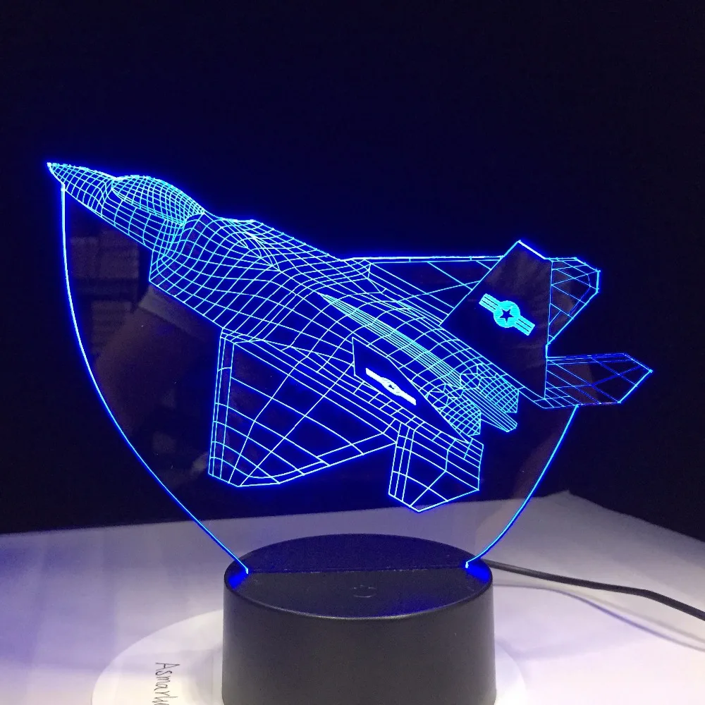 3D светильник новинка иллюзионный самолёт Воздушная Ночная лампа USB