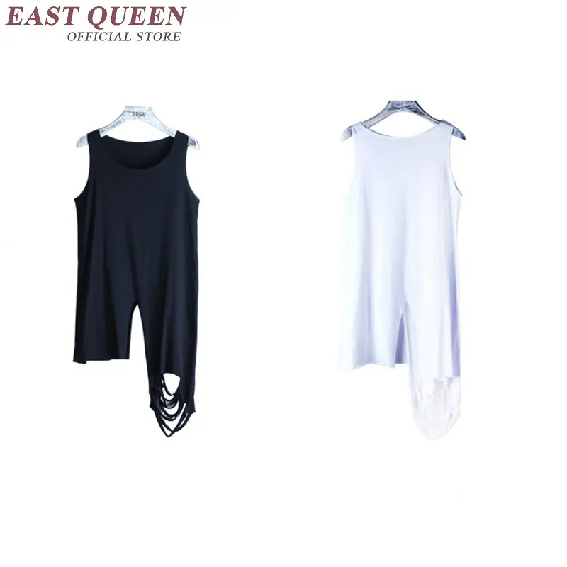 Женский трикотажный топ-майка NN0498 длинный сетчатый топ без рукавов с вырезами на