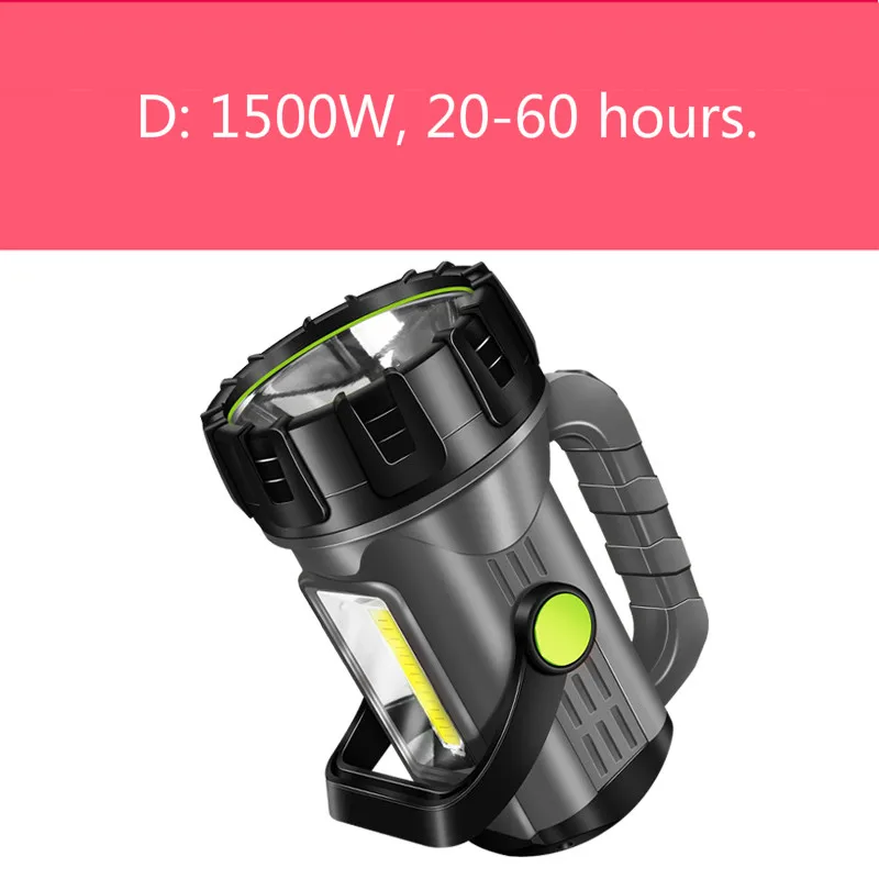 D-1500W Мощный фонарик, наружный высокомощный ксеноновый портативный прожектор, заряженный Ультра-Яркий многофункциональный дальность 500 метров - Цвет: D-1500W