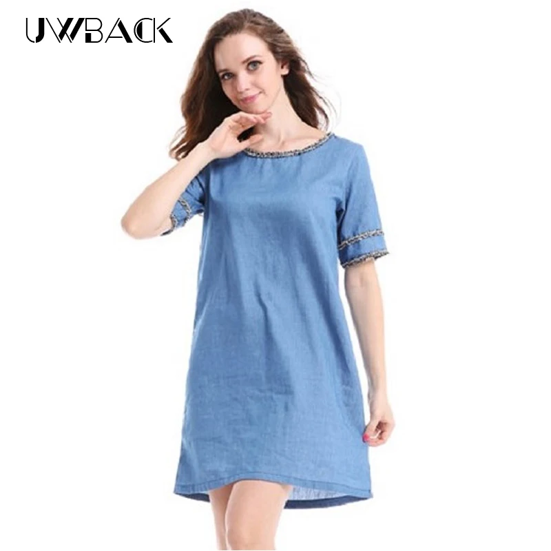 Uwback/Новинка 2017 года Брендовое летнее женское платье короткий рукав свободные