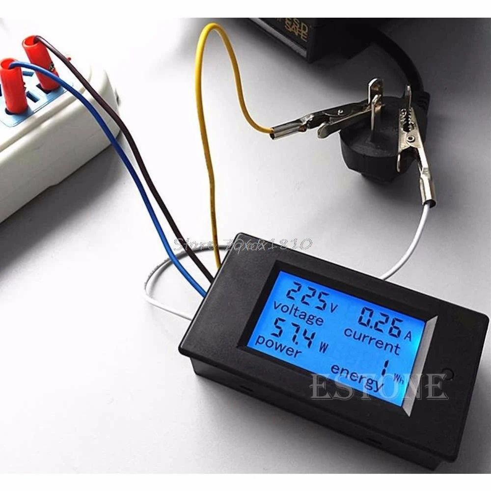Горячая AC 80-260 в LCD цифровой 20А вольт ватт измеритель мощности Амперметр Вольтметр