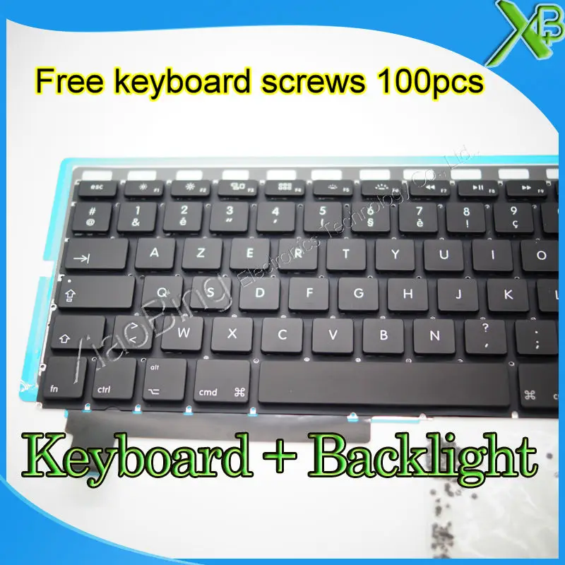 Совершенно новая AZERTY FR Французская клавиатура + Подсветка 100 шт. винтов для