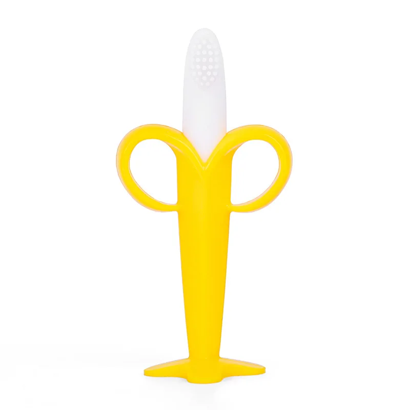 Big Yellow Banana 1 шт., Детские Силиконовые ложки для учебная зубная щетка типа "банан" Форма безопасный Дети Ясельного возраста Прорезыватель для зубов жевательные игрушки-прорезыватели c логотипом отличный подарок для маленьких детей Детская, жевательная - Цвет: Big Yellow Banana