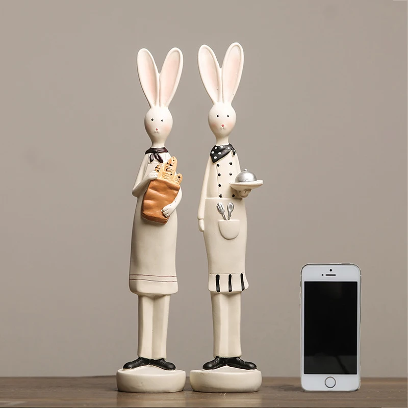 

Couple Rabbit Decoration Handmade Resin Animal Figurine Gift for Friend Wedding Home Decor Crafts Ornaments 1 Pair