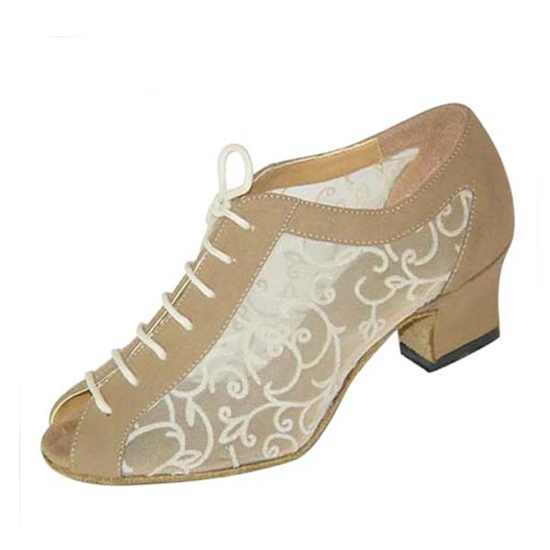 Женские туфли для бальных танцев HXYOO черные хаки сетчатые с узором 4 5 см стандарт