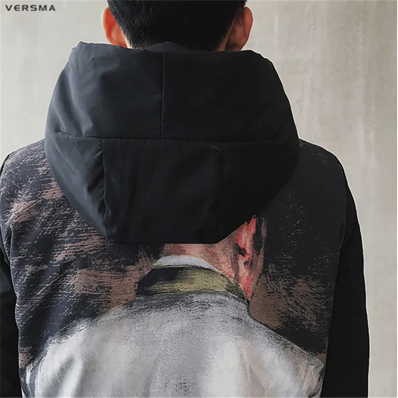 VERSMA Корейская харуджку Ulzzang куртка-бомбер с принтом граффити s пальто Мужская хип-хоп длинная куртка-бомбер мужская ветровка