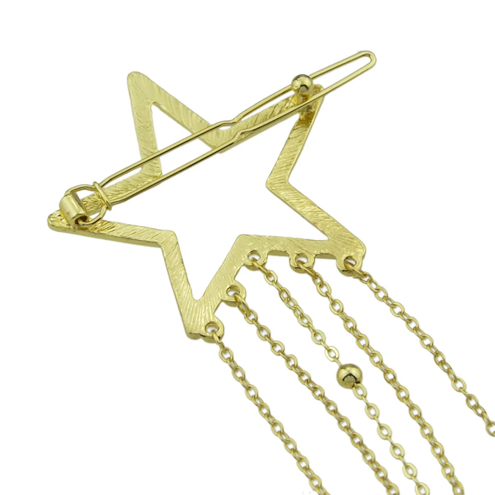 Minimalist Style Gold-Color Star With Multi Layers Tassel and Beads Geometric Shape Hairgrips For Women Jewelry Accessories | Украшения и