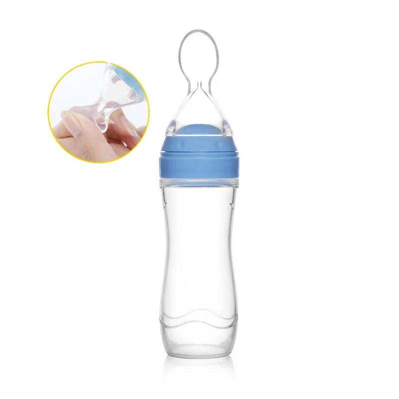 Morsafe 120ml Safety Silicone Baby Bottle With Spoon Food Supplement Rice Cereal Bottles Squeeze Milk Feeding Cup | Мать и ребенок