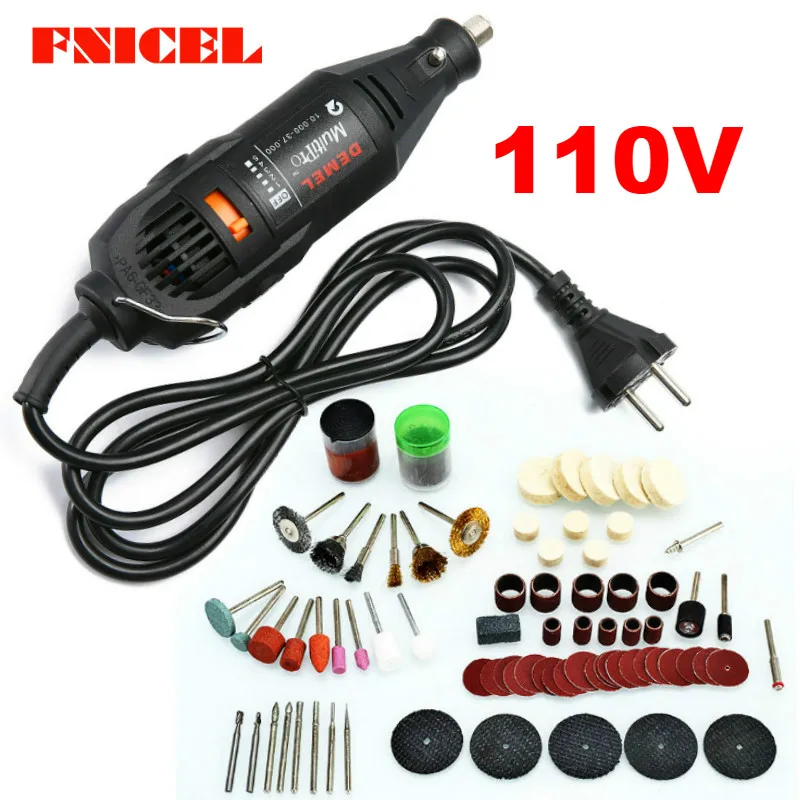 110/220V электрическая дрель Dremel шлифовальная машина гравировка ручка электрический шлифовальный станок вращательного бурения Мощность Инструменты Мини-дрель комплект 180 Вт 5 переменной скорости - Цвет: 110V and 100Pcs