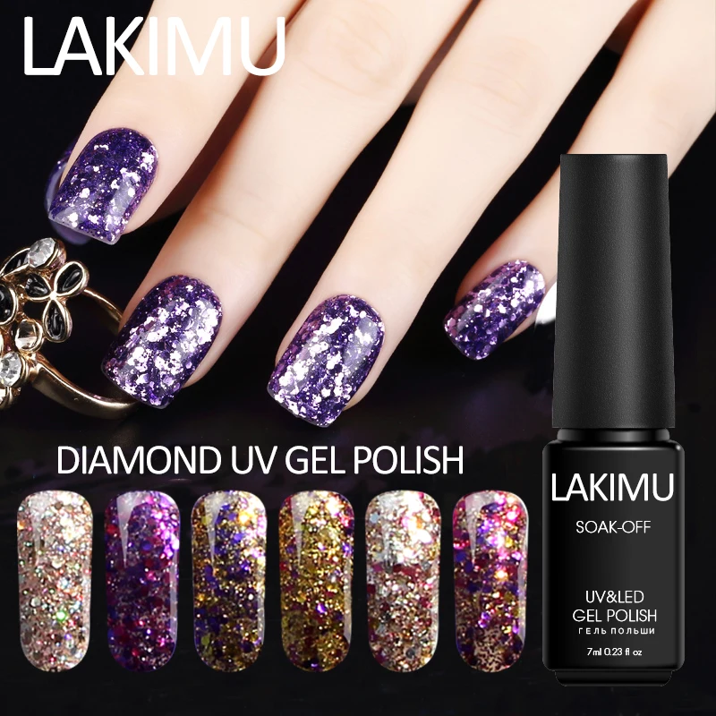 Lakimu горячая Распродажа новейший Алмазный 7 мл гель Лак Блеск для ногтей УФ