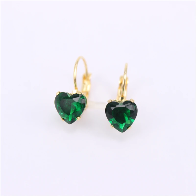 green 8mm diameter 8 цветов Сердце Серьги 8 мм 10 мм размер красный белый синий фиолетовый цвет женский подарок удобно носить ZN03 - Окраска металла: green 8mm diameter