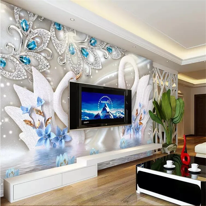 Обои на заказ 3d фотообои Европейский суд стиль ювелирных изделий лебедь 5d новые